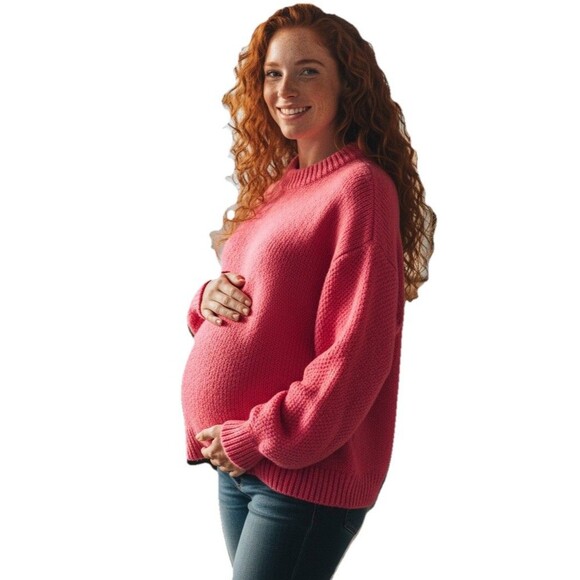 Hatch Maternity Sweater Merino Wool Blend Chunky Knit Long Sleeve Pink Size 0/XS - Picture 1 of 11